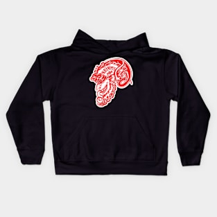 Smiling Krampus - White Outlined, Red Design Version Kids Hoodie